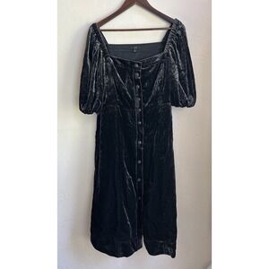 J.Crew Velvet Button Up Midi Dress 12 Dark Academia Cottagecore Goth Regency